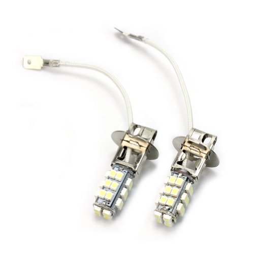 2pc Pure White Car H3 3528 SMD 28 LED Head Light Super Bright Headlight Bulb Lamp