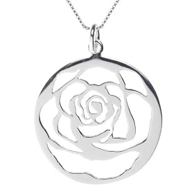Sterling Silver Cut-Out Rose Pendant