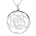 Jewelry : Sterling Silver Cut-Out Rose Pendant