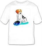 T-shirt with binoculars, beagle, dog by SHOPZEUS