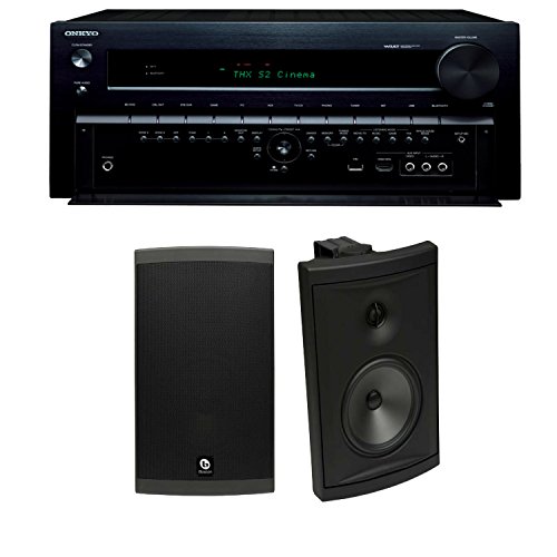 Onkyo TX-NR838 7.2 Channel Network A/V Receiver Plus A Pair of Boaston Acoustics Voyager 70 Outdoor Speakers in Black