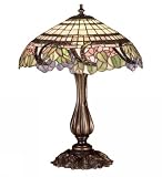 Meyda Tiffany 38516 Table Lamp, Mahogany Bronze Finish with Plum-Multi Rippled