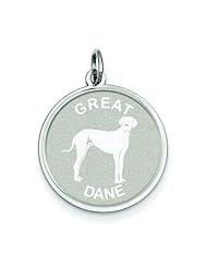 Sterling Silver Great Dane Disc Charm Pendant Jewelry