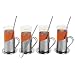 4 Teegl�ser mit Edelstahl Applikation und Untertasse und L�ffel ( 12 Teile )