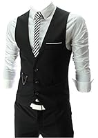 QinYing V-neck Sleeveless Slim Fit Jacket Men Business Suit Vests