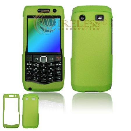 Blackberry Pearl 9100 Cell Phone Rubber Neon Green Metallic Protective Case Faceplate Cover