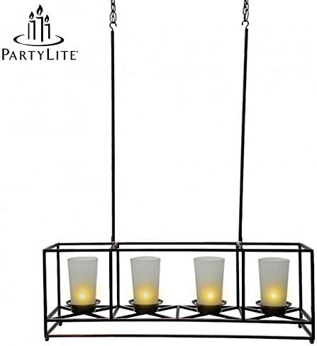 High End Quality Assorted Styles Dark Metal Candle Holders (24"W x 8"H x 6.25"D) and Red LED Tealights (4 Candles)