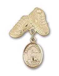 Gold Filled Baby Badge with St. Germaine Cousin Charm and Baby Boots Pin
