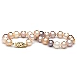 AAA Quality, 6.0-7.0 mm, 7.5-inch, Multicolor Freshwater Pearl Bracelet, 14k Yellow Gold Clasp