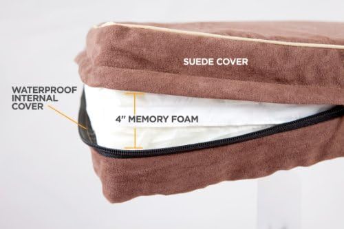 Orthopedic 4 Pound Memory Foam Dog Beds, Washable, Suede, 30 Day Money-Back Guarantee, # 1 Best Rated Pet Beds Brown 55"X37"X4"(XL)