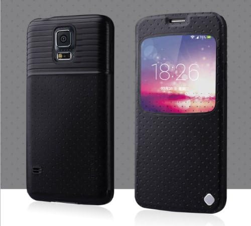 Pioneer Tech® New Slim Flip S-View Screen Case Cover For SAMSUNG Galaxy S5 G900 (black)