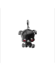 14k White Gold, Puppy Dog Pendant Charm 15mm Wide