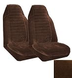 Set of 2 Universal Fit High Back Regal Pattern Front Bucket Seat Cover - Brown