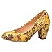 Charm Foot Fashion Floral Print Womens Chunky High Heel Pumps
