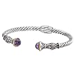 925 Silver & Amethyst Fancy Drop Twisted Cuff Bracelet with 18k Gold Accents