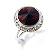 Silvertone Framed Red Swarovski Crystal Fashion Ring