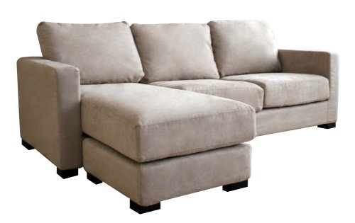 Baxton Studio Abbondanzio Tan Microfiber Sofa with Ottoman/Chaise