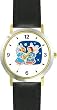 Two Angel Carolers - Cherub, Angel or Cupid Theme - WATCHBUDDY&reg; DELUXE TWO-TONE THEME WATCH - Arabic Numbers - Black Leather Strap-Women's Size-Small