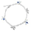 Sterling Silver Blue Beaded Accent Dangle Anklet