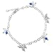 Sterling Silver Blue Beaded Accent Dangle Anklet