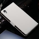 UltaBuild(TM)Hot Sale Real Leather Case for Sony Xperia Z1 L39h Book Style Stand Mobile Phone Back Cover with Card Slot Black Brown White