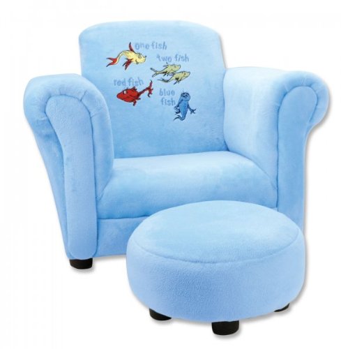Trend Lab Dr. Seuss Velour Club Chair, One Fish Two Fish/Blue