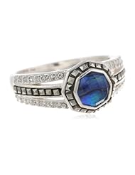 Judith Jack "Mini Octagons" Sterling Silver, Abalone and Marcasite Stone Ring