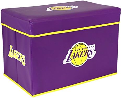 Gourmet Home Products NBA Los Angeles Lakers Team Logo PVC Storage Ottoman with Lid, 18 x 12 x 12", Purple