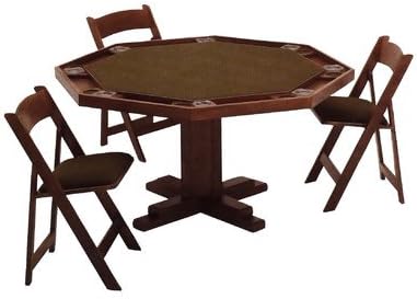 Bundle-03 57'' Pedestal Base Poker Table Upholstery: Red Felt, Finish: Pecan