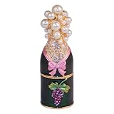 Champagne Bottle Shaped Jewelry Trinket Box in Czech Preciosa Crystals