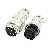 uxcell　アビエーションコネクタプラグ　ケーブルコネクタ　シルバートーン　ブラック　金属　ゴム　69x18mm　GX16-8　250V 5A 8P 16mm