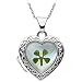 Sterling Silver Mother of Pearl Four Leaf Clover Heart Locket