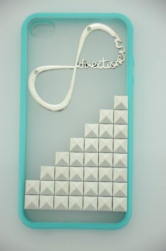Shapotkina One Direction Handmade Iphone 4 4g 4s Case,infinity Directioner Silver Pyramid Studded on Iphone 4 4g 4s Transparent Apple Green Case +Westlinke Logo Stylus