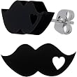 Black Acrylic Heart Mustache Stud Earrings