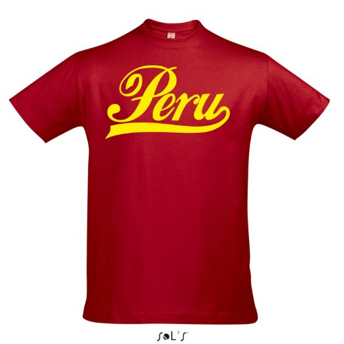 T-Shirt – Peru Oldschool Peru LÄNDERSHIRT EM / WM FAN Trikot S-XXL , Red – gelb , S