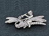 Sterling Silver Antiqued Fairy on Dragonfly Pin
