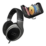 Open Design Audiophile Stereo Headphones HD-595 with E.A.R. plus Bonus CD Wallet- 32 Disc Capacity