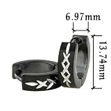 Black Spacer Stainless Steel Mens Hoop Earrings