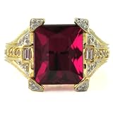Michael Valitutti 18K Yellow Gold Rubellite Tourmaline with Ruby and Diamond Ring