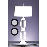 Murray Feiss One-Light Hudson Heights Collection Table Lamp, Gilded Silver with Round Cream Textured Linen/Styrene Shade # 9395GS