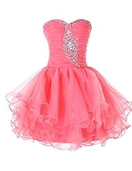 A-line Strapless Acrylic Cocktail Lace-Up  Pleated Ruched Sequined Tiered Beaded Evening Dress/Homecoming Dress/Bridesmaid Dress/Pageant Dress/Prom Dress/Party Dress/Wedding Dress/Mini Dress  With Ruf