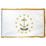 Rhode Island 3x5ft Nylon Flag with Indoor Pole Hem and Fringe