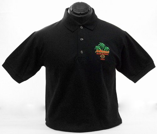 Maui Harley-Davidson Men's Palm Polo Black Shirt (Large)