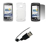 LG Ally VS740 - Premium Clear Snap-On Cover Hard Case Cell Phone Protector + Crystal Clear Screen Protector + USB Data Charge Sync Cable for LG Ally VS740