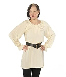 Dress Like A pirate Renaissance LARP Peasant Blouse (Plus, Ivory)