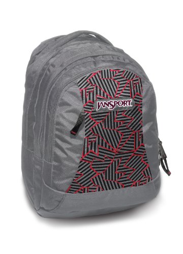 JanSport Rucksack Essence, Grey/Red Tape Lightning Bolt, 31x23x46 cm, 31 Liter, TPZ5