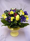 Review GT Decorations  / Potted Artificial Silk Flower Tulip Daisy Iris Lavender Maidenhair Onion Grass Conservatory Planter from GT Decorations