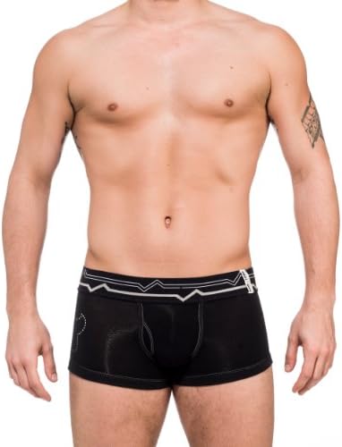 Chiko Loko Men's Heartbeat Line Boxer Briefs Black Silver Small