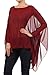 Modern Kiwi Solid Sheer Chiffon Caftan Poncho Tunic Top Burgundy One Size