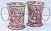 Pair Large Red French Toile Mugs - Transferware